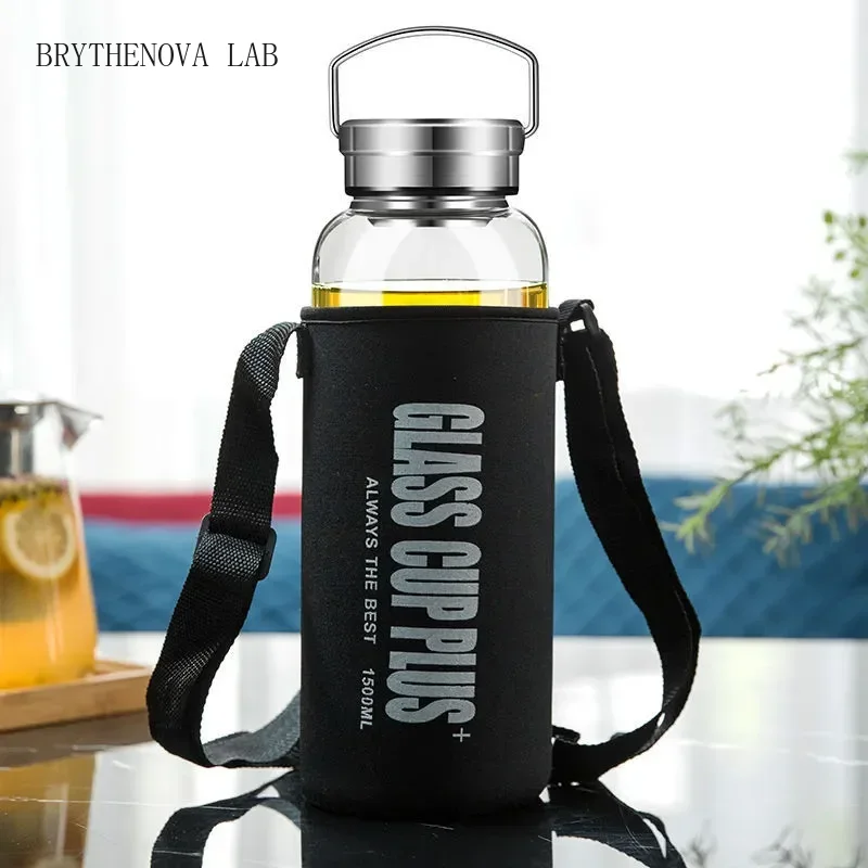 Outdoor Sport Glass Water Bottle - Botol Air Kaca 2L dengan Tali,